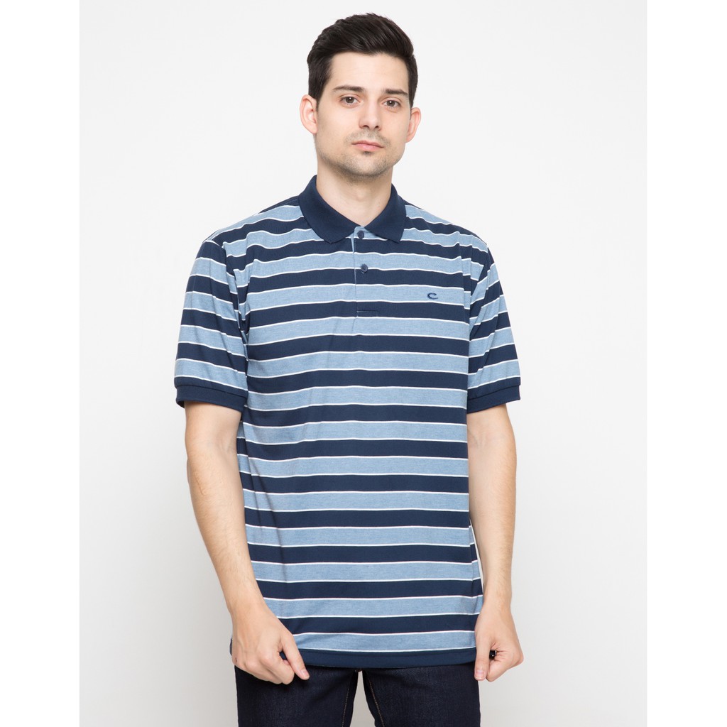  Matahari  Cole  Polo  Shirt Print Stripes Navy Shopee 