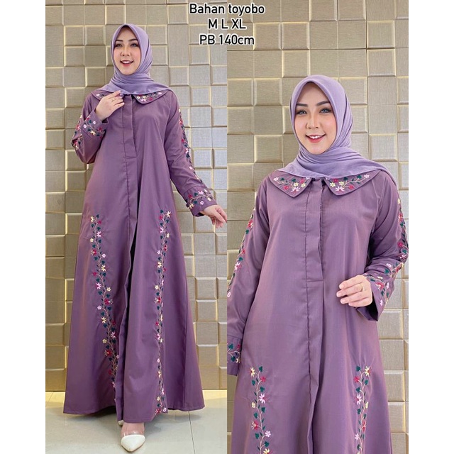 Gamis ridd bordir premium / Gamis toyobo / Gamis bordir / Fashion muslim / Baju gamis wanita / Gamis