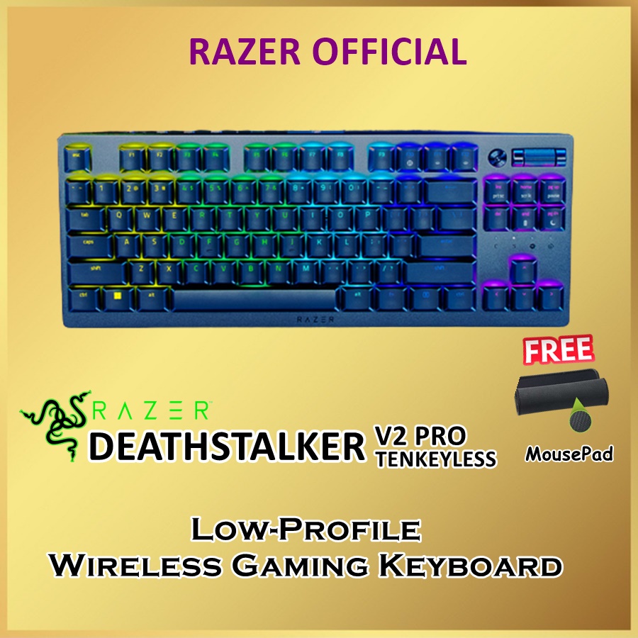 Razer Deathstalker V2 Pro Tenkeyless TKL Low Profile Wireless Keyboard