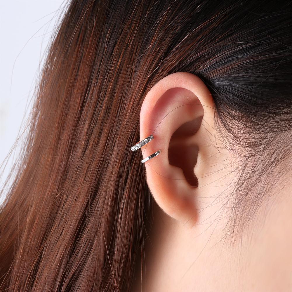 Solighter 1/3pcs CZ Cuff Earrings Fashion Hadiah Pesta Tanpa Tindik Double Band Ear Cuff