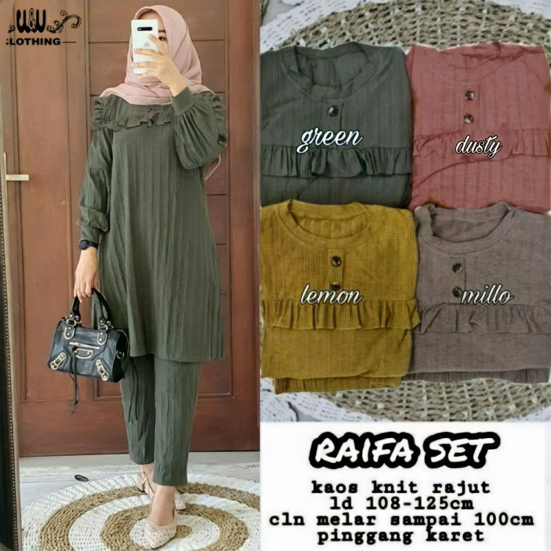 RAIFA SET / SETELAN WANITA KAOS KNIT RAJUT