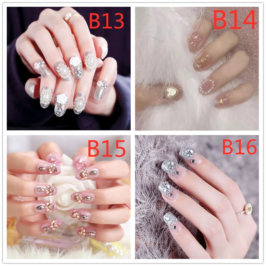 【COD】FLID 24pcs Kuku Palsu 3D Nikah Wedding False Fake Nail Nails  Nailart Pengantin Tangan