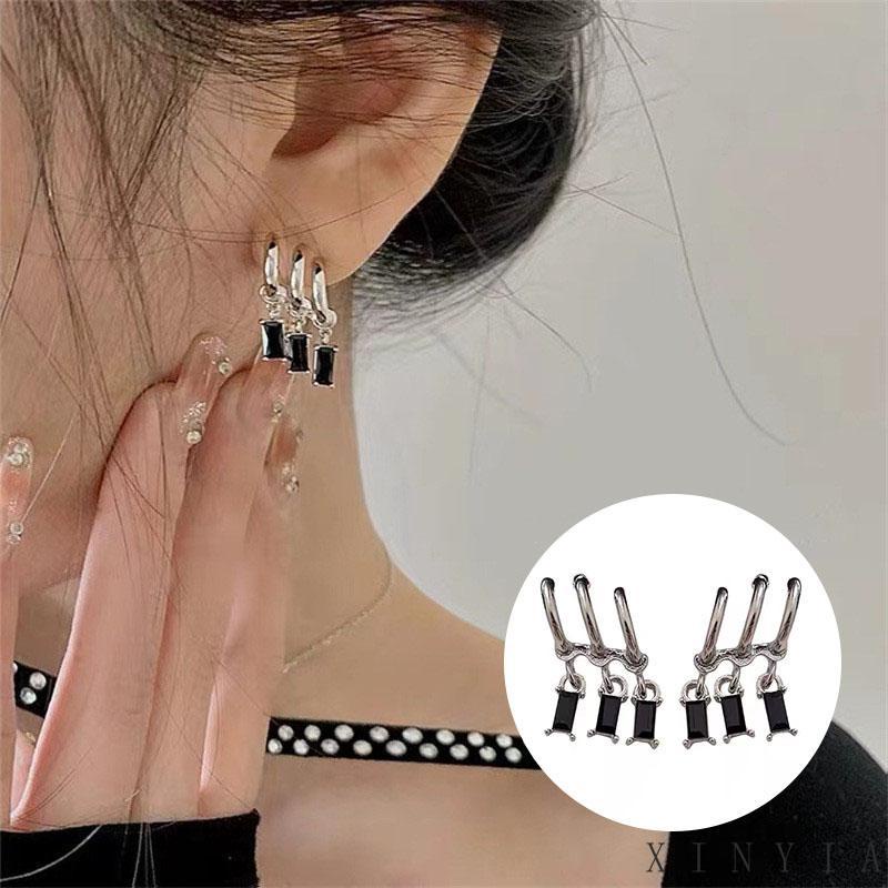 Anting Stud Zircon Gelap Untuk Wanita