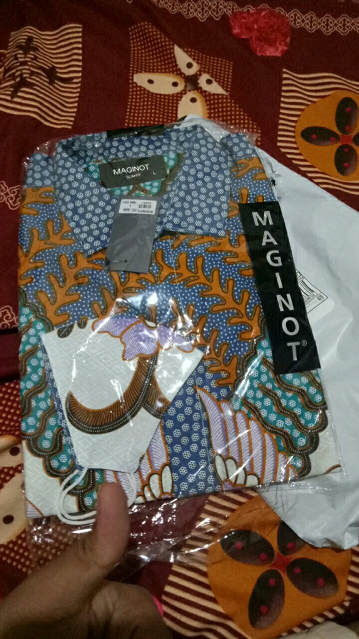 Maginot Kemeja Batik 2.0 Sagara-ss Motif Timbul Lengan Pendek Pria + Free Masker