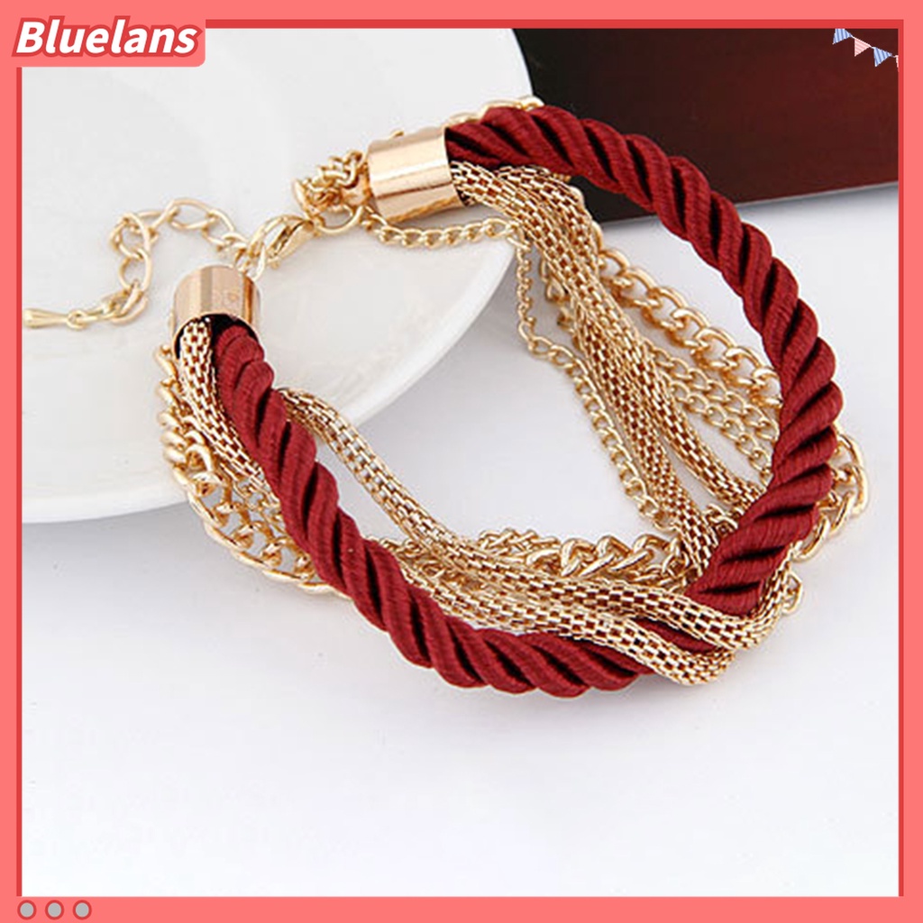 Gelang Rantai Multilayer Adjustable Bahan Alloy Metal Untuk Wanita