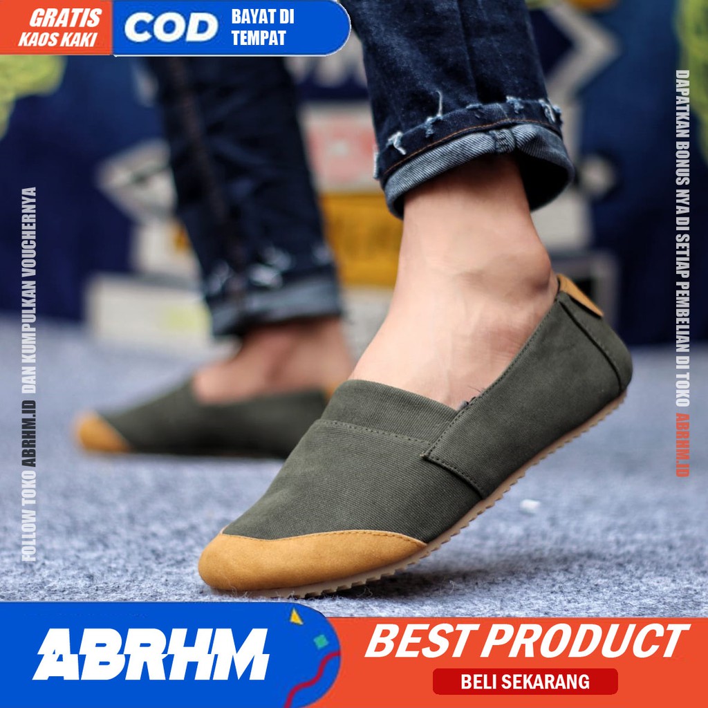 ABRHM X KEN Sepatu Slip On Pria Casual Original Santai Gaya Keren Kekinian Original Murah Terlaris