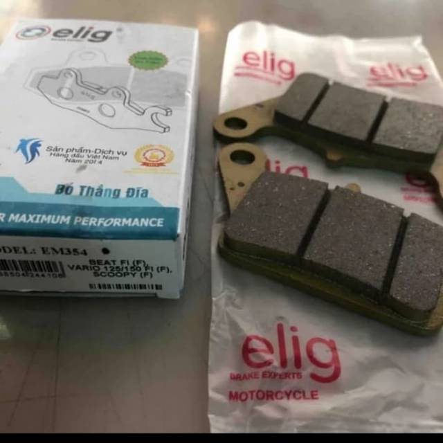 Kampas rem cakram depan vario 150, vario 125, spacy, scoopy, beat fi merk elig tipe em354