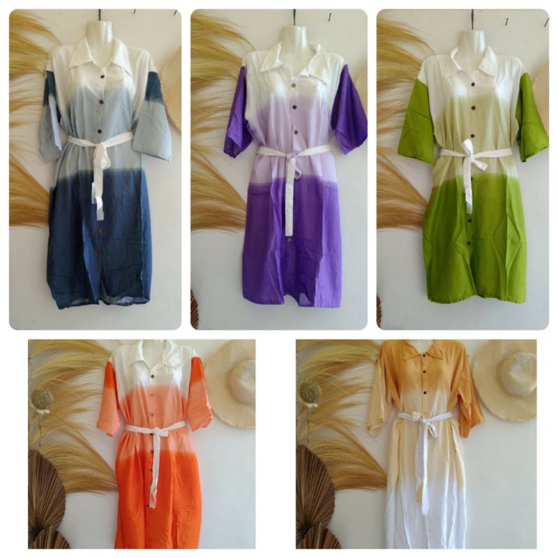 dress tie dye gradasi busui jumbo XXL