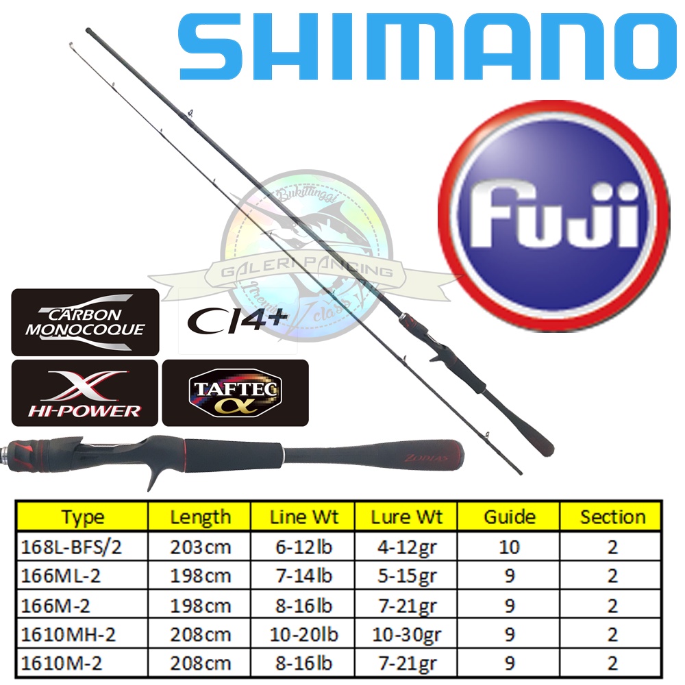 Joran BC Baitcasting dan Spinning Shimano Zodias 2020 1610M 1610MH 168LBFS 166M 166ML