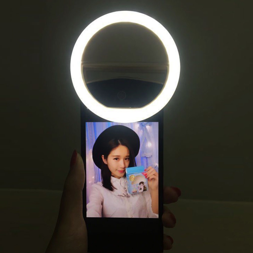 Selfie Spotlight LED Flash Lamp Phone Ring - White