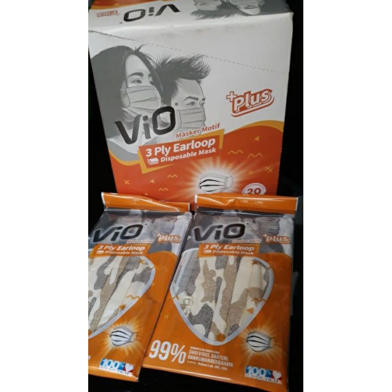 Masker Disposable Vio motif ARMY kemasan sachet isi 5