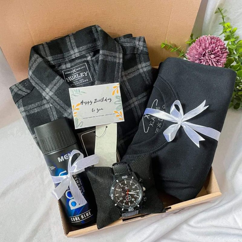 BISA COD | HAMPERS GIFTBOX KADO COWOK KEMEJA FLANEL