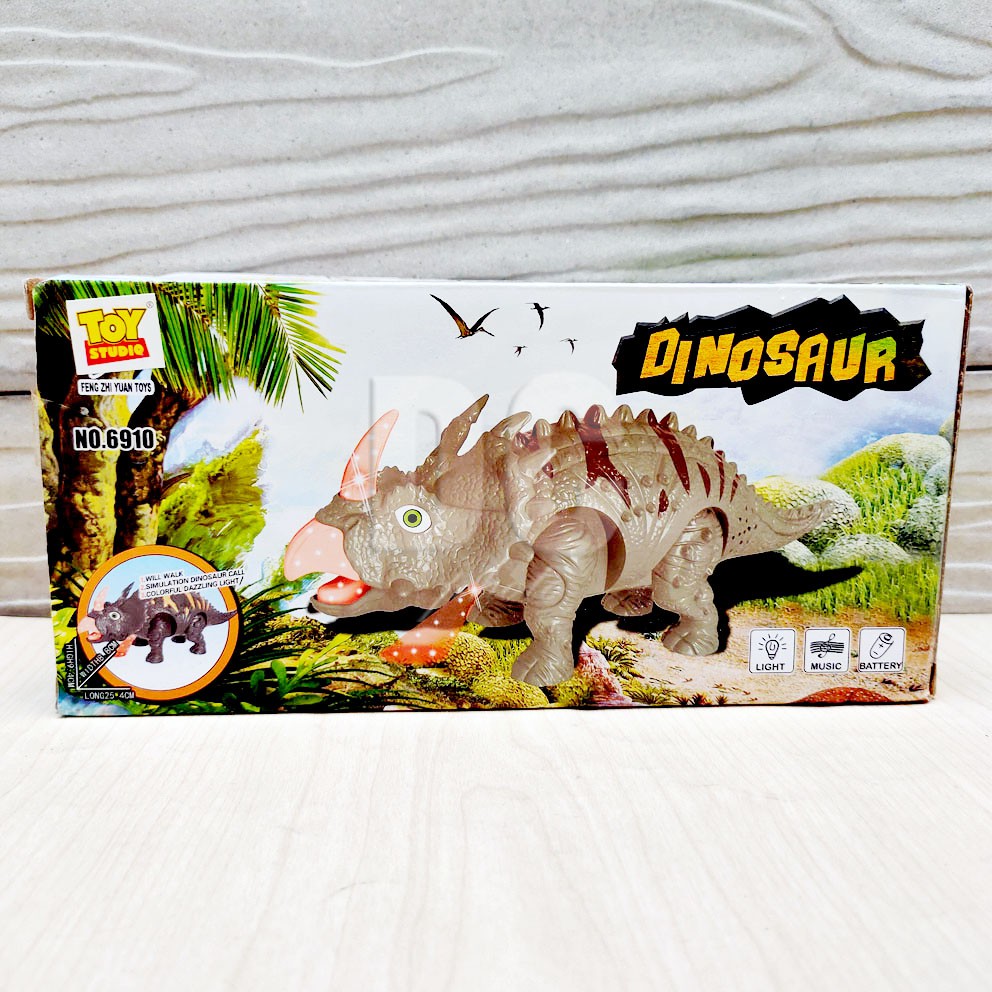 Dinosaur Triceratops Mainan Robot Dino Dinosaurus Suara Jalan Tanduk Nyala