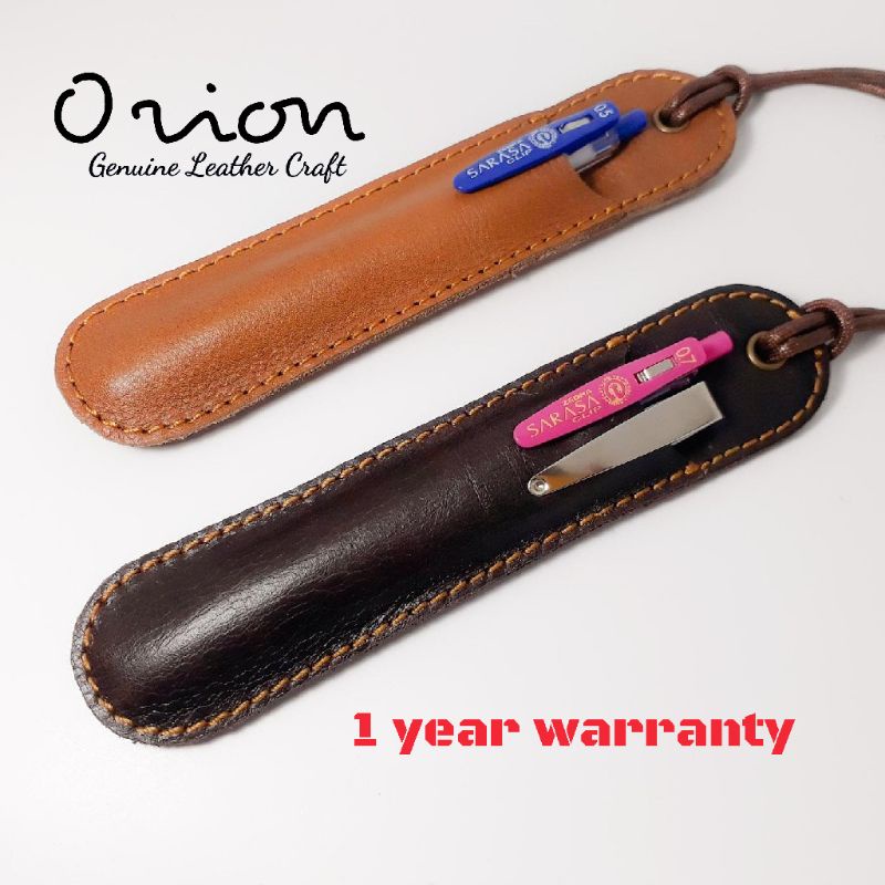 

kontak pensil pulpen kulit asli gantung leather pen case