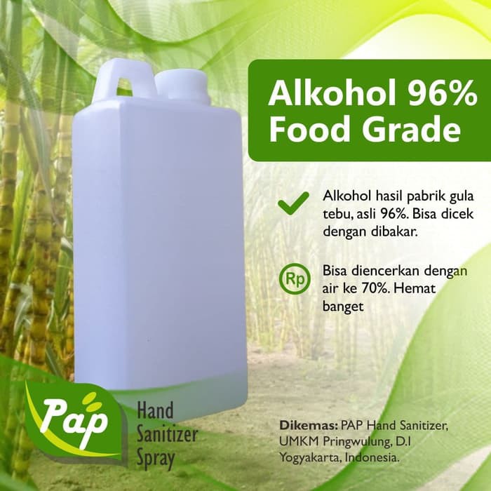 Food Grade Alkohol / Alcohol / Ethanol 96% 1 Liter (1 kg)