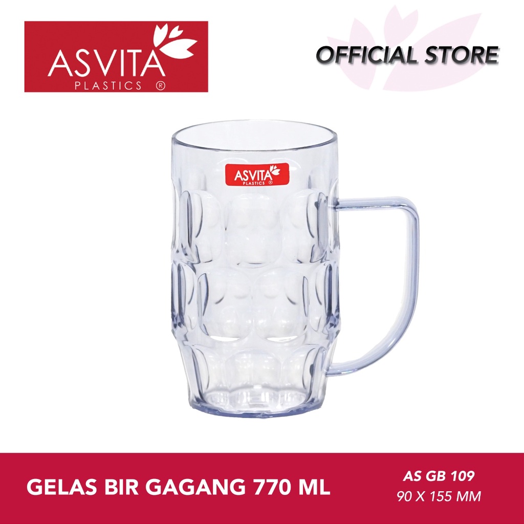 alkena_storee - set 6pcs gelas bir asvita 770ml plastik tebal food grade gb109