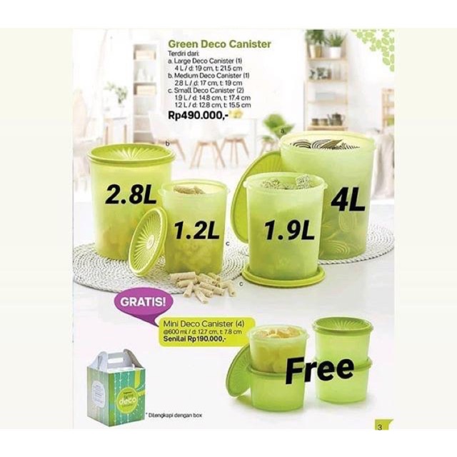 Tupperware Toples Green Deco Canister
