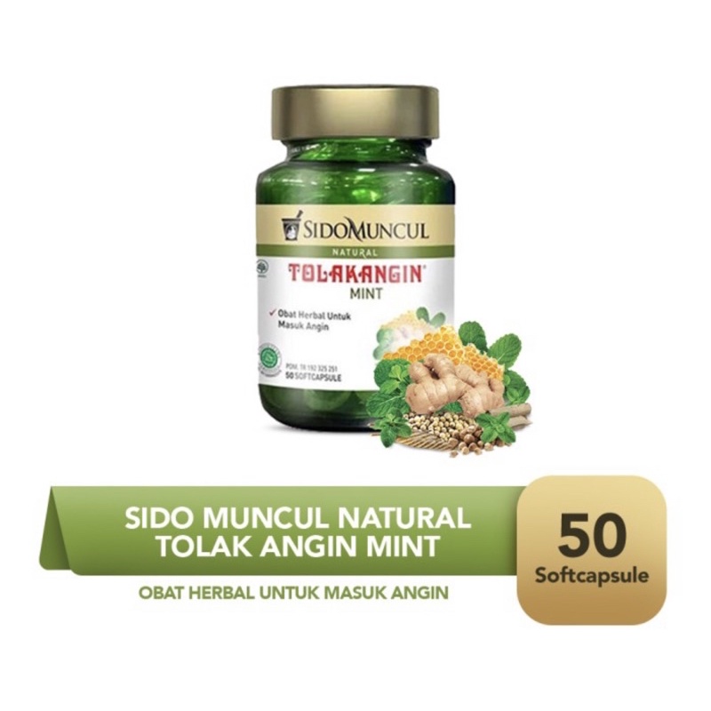 Sidomuncul tolak angin mint 50 kapsul ( meredakan masuk angin )