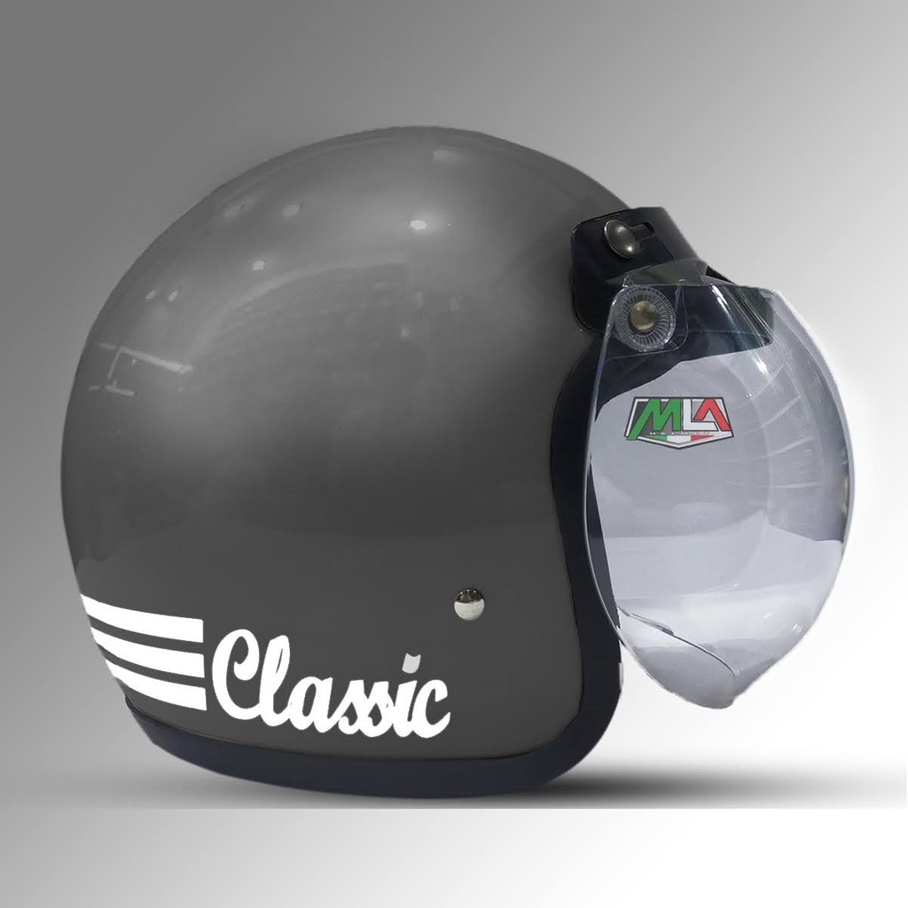 Helm Bogo Retro Dewasa Classic Untuk Pria Dan Wanita SNI Kaca datar  Kaca cembung Hitam Bening BISA COD Free Packing