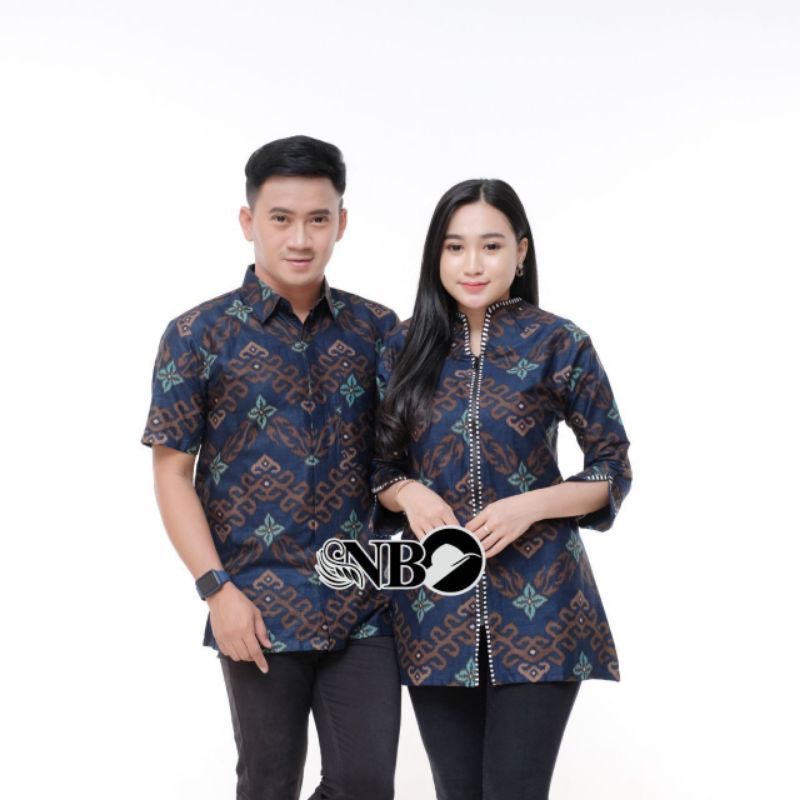 Batik Couple Pasangan Hem Dan Blouse Batik Couple Modern Terbaru Hem Batik pria Lengan pendek Blouse  Batik Wanita Terbaru Size M L XL XXL