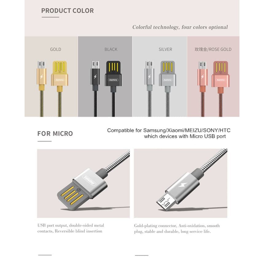 Kabel Data Remax Silver Serpent Fast Charger Micro USB Android RC-080m