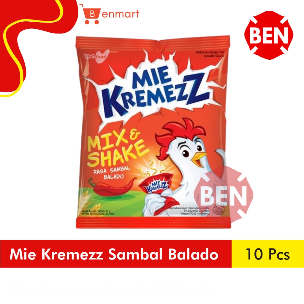 

Mie Kremezz Mix & Shake SAMBAL BALADO 1 Renceng 10 Pcs Mi Remes Pedas