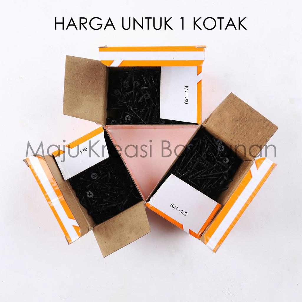 Skrup Gypsum IZM Sekrup Gipsum Baja Baut Mur 3/4 1 1/4 1/2 2 3 Inch Inci 1Inch 1/2Inch 1/4Inch 2Inch 3Inch Triplek Kayu Drywall Screw Hitam