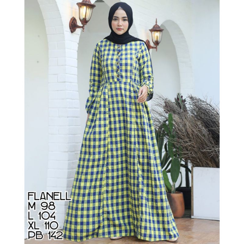 gamis cantik wanita linen dan flanel