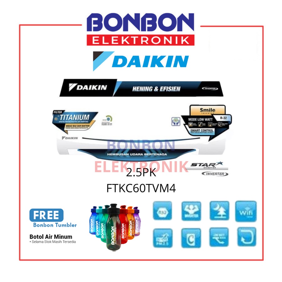 Daikin AC 2.5PK FTKC60TVM4 / 2.5 PK FTKC 60 TVM4 Star Inverter 60TVM4