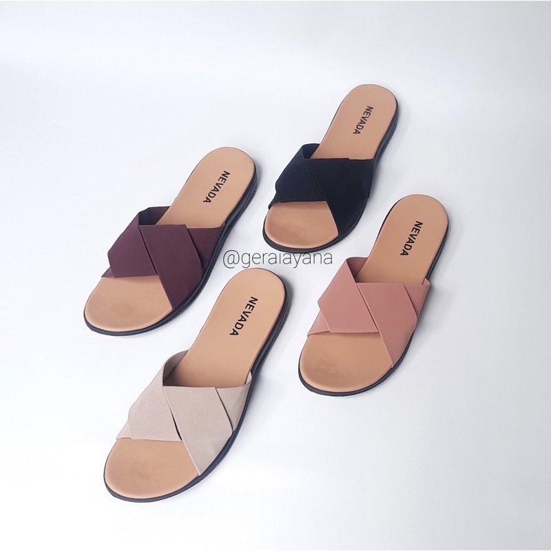 DISKON DAY! Sandal Slop Nevada size 37-42 - Sandal Wanita Nevada - Sandal Silang