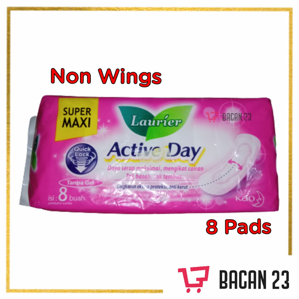 Laurier Active Day Non Wings (8 Pads) / Pembalut Tanpa Sayap - Softex / Bacan 23 - Bacan23