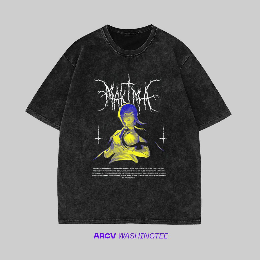 MAKIMA CHAINSAW MAN BLACK WASHING T-SHIRT