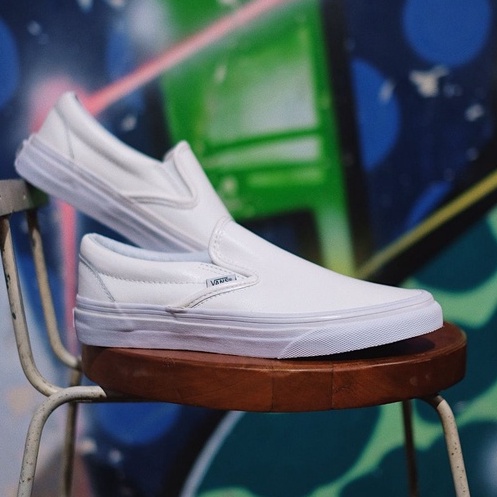 slip on white leather