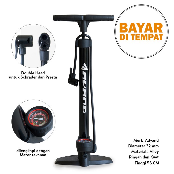 Pompa Sepeda dan Motor Pompa Angin Ban Speda Alloy dual Pentil - Avand
