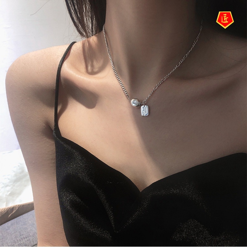 [Ready Stock]S925 Silver Beans Lucky Necklace Female Temperament Light Luxury Niche Retro