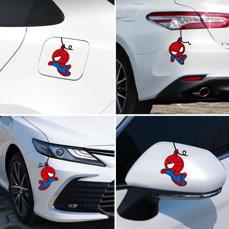 Stiker Mobil Spiderman Stiker Hias Helm Reflektif Kartun Marvel Motoracycle Decal