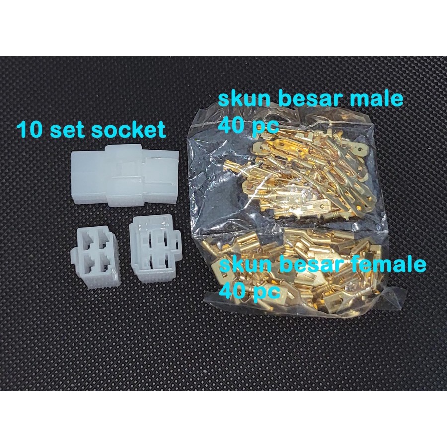 Socket mobil pin besar 1pin - 2 pin - 3pin - 4pin - 6pin - 8 pin kecil 10 set - connector skun motor soket - konektor