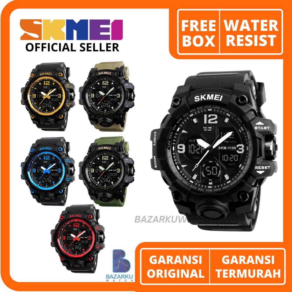 Jam Tangan Pria Skmei 1155B  Jam Tangan Skmei Jam Tangan Karet Pria Jam Tangan Cowok Sport SKMEI