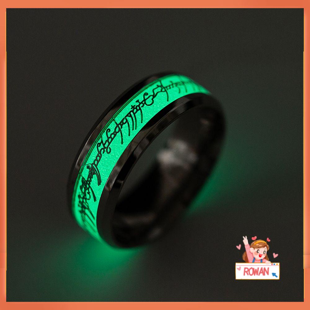 Cincin Luminous Glow In The Dark Bahan Stainless Steel Gaya Punk Untuk Pria Dan Wanita