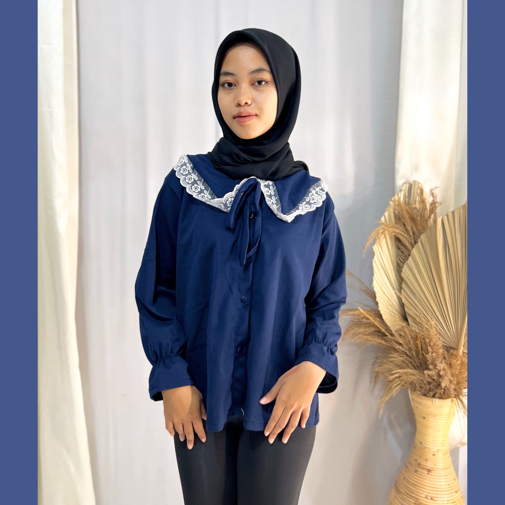 BIANA BLOUSE / KEMEJA BLOUSE RENDA / BLOUSE TANGAN LONCENG / RENDA BLOUSE