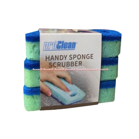 Proclean Handy Sponge Scrubber Spons Cuci Piring Biru isi 3pcs Spon Serba Guna Peralatan makan Perlengkapan memasak Perabot Pro Clean