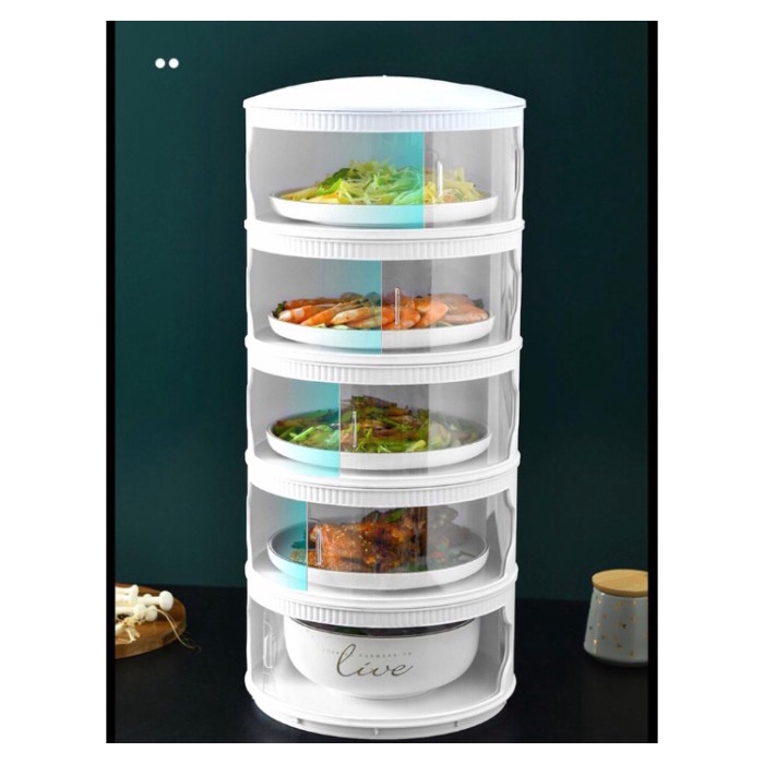 Rak penyimpanan makanan 5 susun / Tempat penutup makanan multi layer