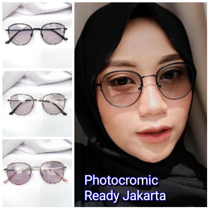 VIRAL/Kacamata Photocromic Retro Vintage Fashion Wanita Pria Berubah Warna Frame Optik AntiRadiasi