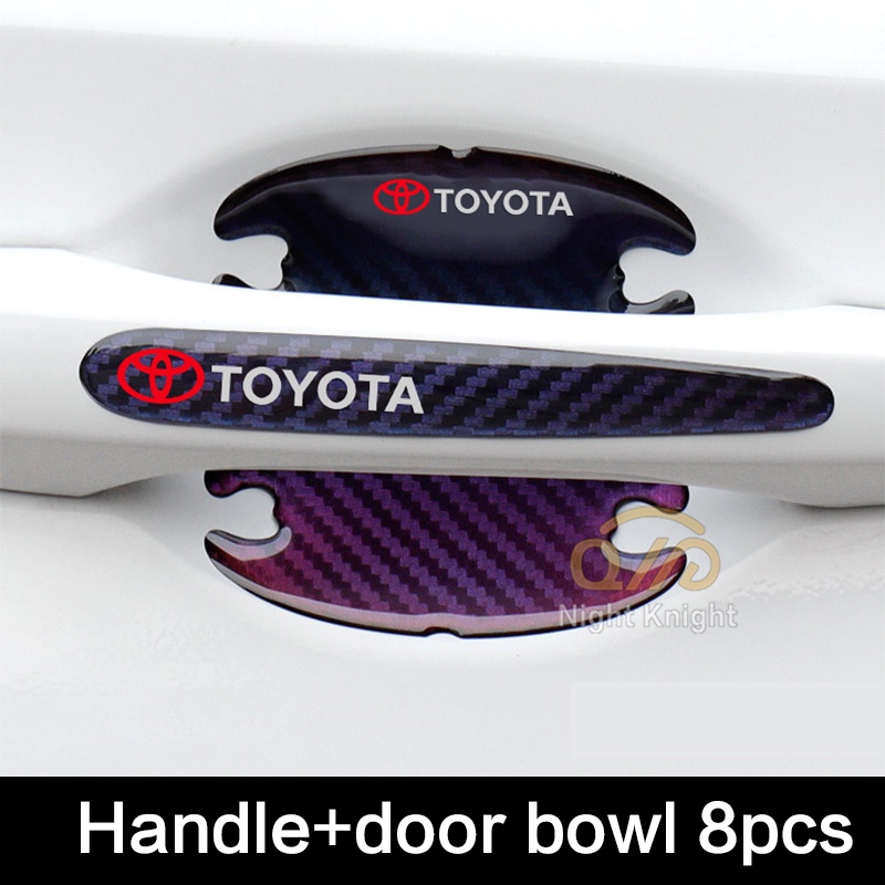 For Toyota Vios Camry Avanza Wish Chr RAV4 Sienta Yaris Car Carbon Fiber Pattern Door Bowl Handle Sticker