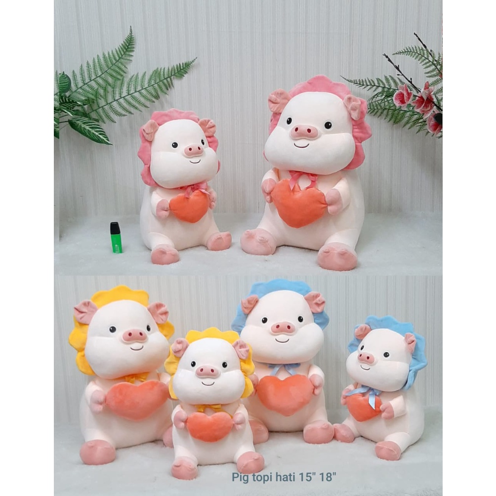 Boneka Pig Hati Size 18&quot;/46cm/boneka animal/boneka Babi/Animal Boneka