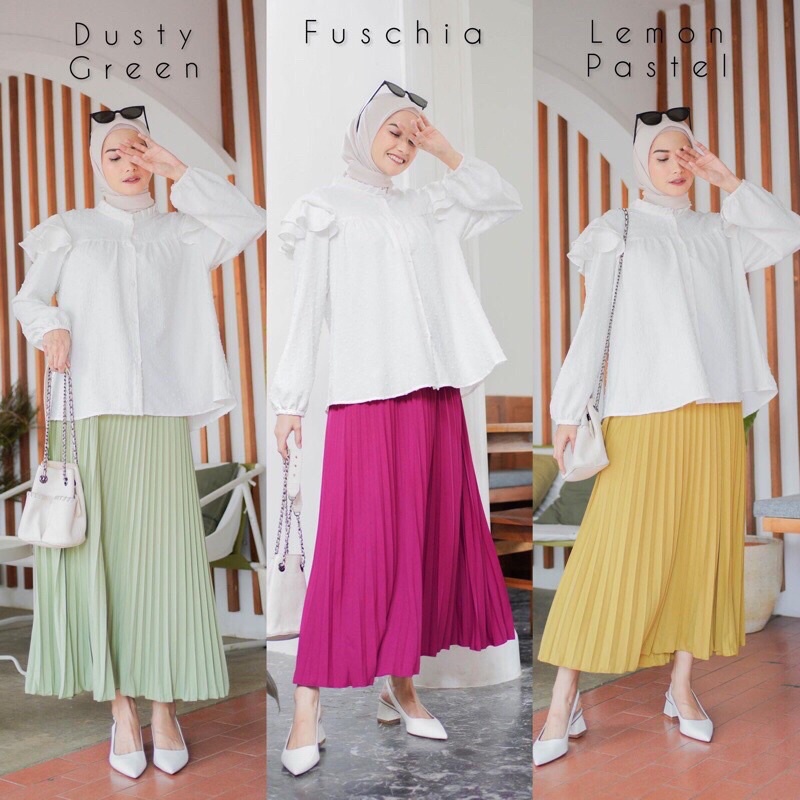 Clair Skirt Magenta Fuschia F3 - Rok Plisket Wanita