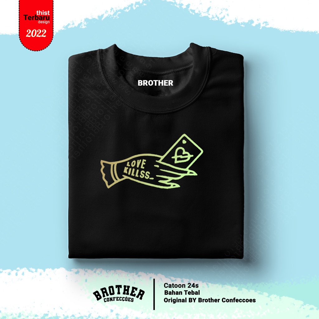 BROTHERSTORE / Kaos Distro Articlel LOVE KL BIRU KAOS TEXT PUTIH print  pria HITAM Premium