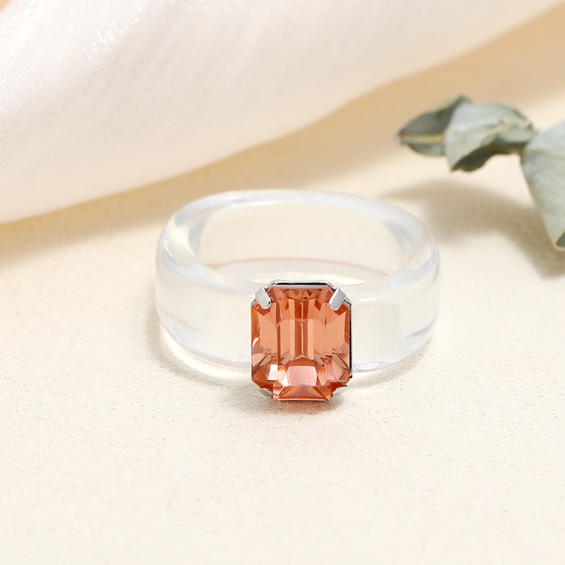 Harajuku Style Resin Ring Transparent Irregular Blooming Finger Ring Women Girl Party Jewelry Accessories Gift