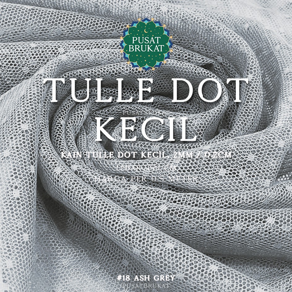 KAIN TILE DOT KECIL #1 - TULLE POLKADOT, Ø 0.2CM / 2MM, Lebar: 150cm [harga per 0.5m]