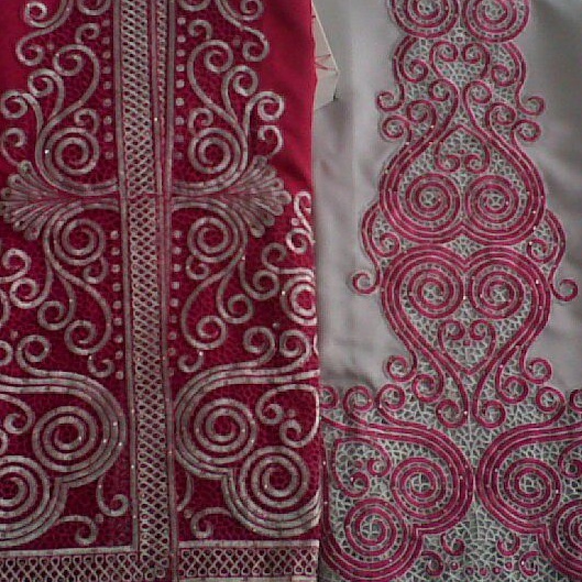 Bahan Abaya Kebaya Muslim Kartini Kutubaru Wisuda Bordir Payet Modern Balotelli Pink - Silver